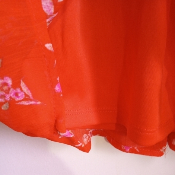 Vince Camuto orange/pink boho flouncy ruffle mini dress women's size small/mediu - Picture 5 of 11